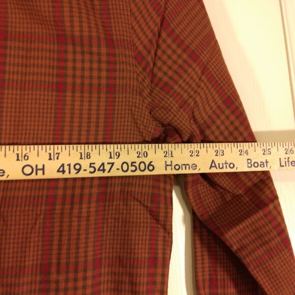 Express shirt mens M Medium brown long sleeve button check plaid stretch 6150 - Picture 4 of 9